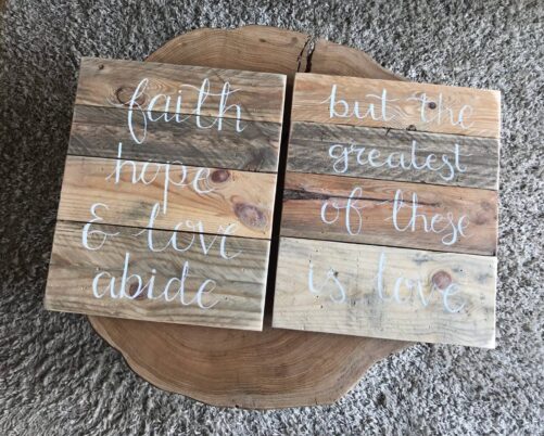 Faith, Hope & Love Abide But The Greatest Of These Is Love - Wooden Sign, Wall Hanging Suitable For Home Decor, Valentines Day