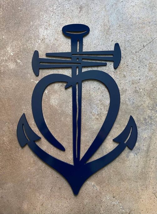 Faith, Hope & Love Anchor - The Cross, Heart Metal Wall Hanging Christian Decor Faith Based Catholic