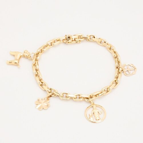 Faith, Hope & Love Curb Bracelet in 8K Gold, 7.87 Inches | Solid Gold