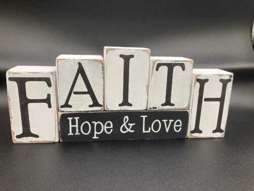 Faith Hope & Love Decor, Inspirational Mantle Decor, Housewarming Gift, Easter