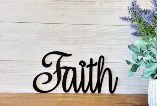 Faith Metal Sign | Faith Word Cursive |Metal Home Rustic Art Wall