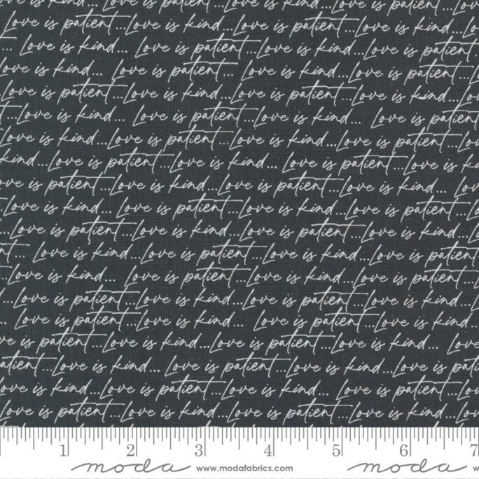 Flirt - Love Is Patient Text Black Sweetwater Valentines Cotton Quilting Fabric Moda