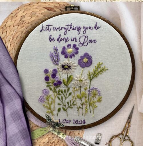 Floral Christian Embroidery Set | Diy Kit For Beginners Gift Of Faith Psalm 46 Craft. Corinthians. Wedding Gift Embroidery Kit. Love