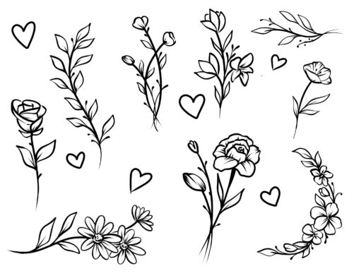 Floral Love Multipack Temporary Tattoo/Wildflowers Tattoo Heart Tattoos