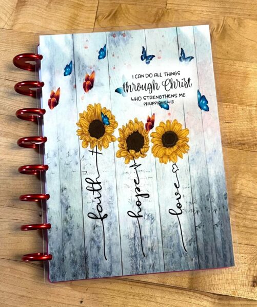 Front & Back Cover Set Faith Hope Love Sunflower Butterflies For Use With Tul/Arc | 8 Disc Planner