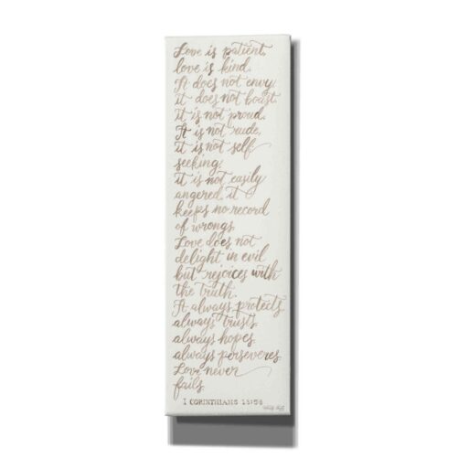 Handwritten Love Is Patient By Cindy Jacobs, Canvas Wall Art