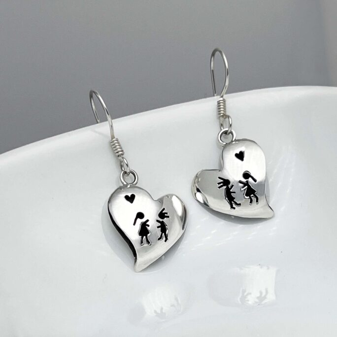 Heart Earrings, 925 Sterling Silver, Love Earrings For Her, Valentine's Women's Gift