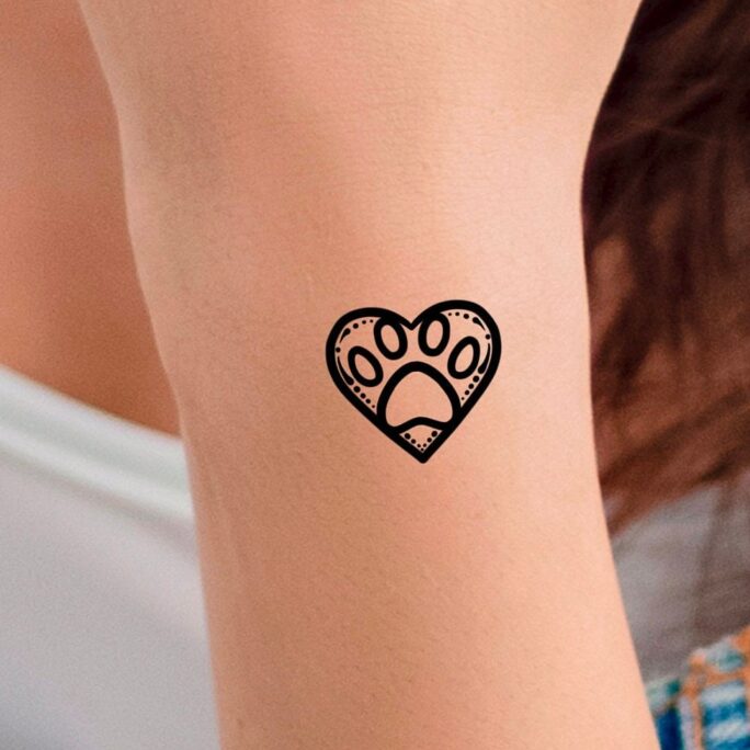 Heart Paw Print Temporary Tattoo
