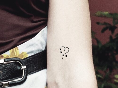Heart Paw Prints Temporary Tattoo