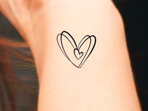 Hearts Outline Temporary Tattoo/Heart Tattoo Love Small