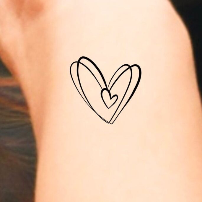 Hearts Outline Temporary Tattoo/Heart Tattoo Love Small