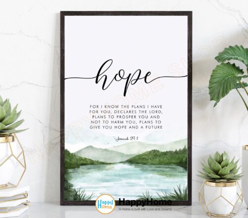 Hope Bible Verse Wall Art Scripture Quote Jeremiah 2911 Prints | Christian Poster Home Office Decor -P582