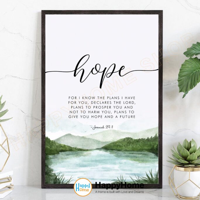 Hope Bible Verse Wall Art Scripture Quote Jeremiah 2911 Prints | Christian Poster Home Office Decor -P582