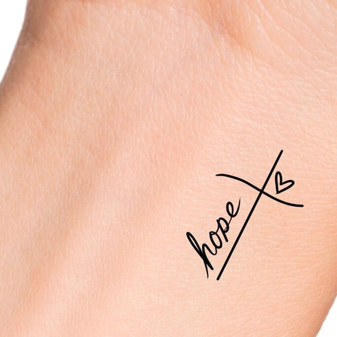 Hope Cross Heart Temporary Tattoo