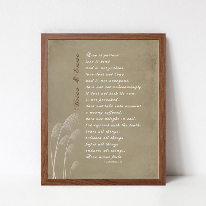 I Corinthians 13 Scripture Print - Bible Verse Art Love Is Patient Kind Christian Wall Wedding Or Engagement Gift
