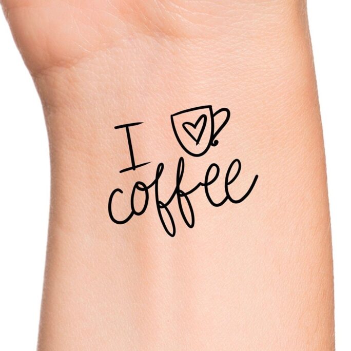 I Love Coffee Temporary Tattoo