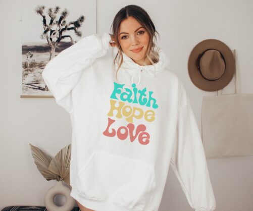 Jesus Hoodie, Faith Hope Love Gift, Christian Sweatshirt, Cross Christian, & Grace Orthodox