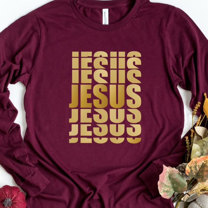 Jesus Long Sleeve Shirt, Christian Christ Faith Gift, Bible Verse Religion Shirt