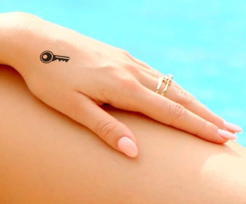 Key Symbol Temporary Tattoo in Black. Key Symbol Is A Of Love, Hope, An Access To Place Or Person