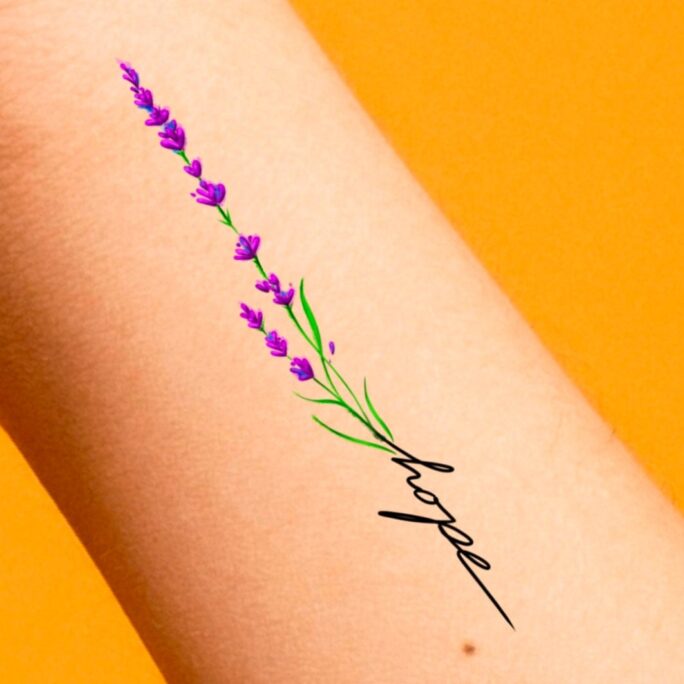Lavender Hope Temporary Tattoo/Lavender Tattoo Watercolor Wild Wildflowers Floral