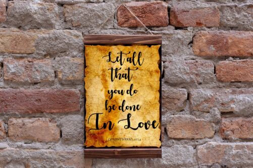 Let All That You Do Be Done in Love, 1 Corinthians 16 14 Scripture Art, Wedding Bible Verses Gift Wood Framed Canvas Print