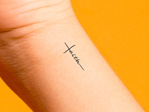 Little Faith Cross Temporary Tattoo
