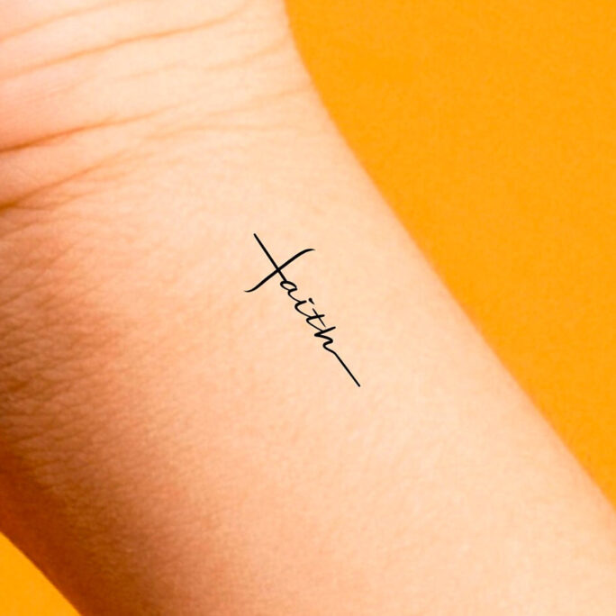 Little Faith Cross Temporary Tattoo
