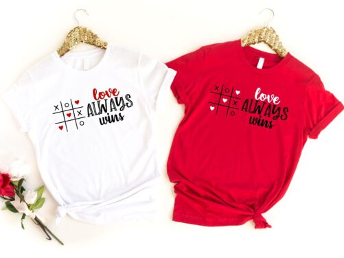 Love Always Wins T-Shirt, Xoxo Shirt, Valentine Tee, Gifts, Shirt Heart, Valentine's Day Couples Gift, Happy