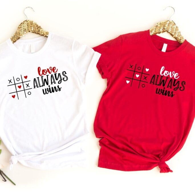 Love Always Wins T-Shirt, Xoxo Shirt, Valentine Tee, Gifts, Shirt Heart, Valentine's Day Couples Gift, Happy
