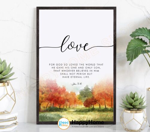 Love Bible Verse Wall Art Scripture Quote John 316 Prints | Christian Poster Home Office Decor -P583