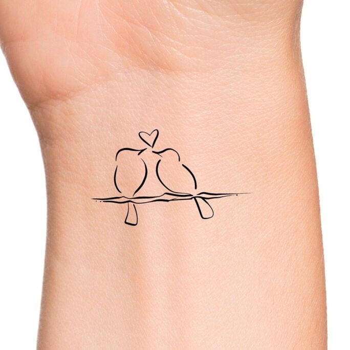 Love Birds Temporary Tattoo/Birds On Branch Tattoo