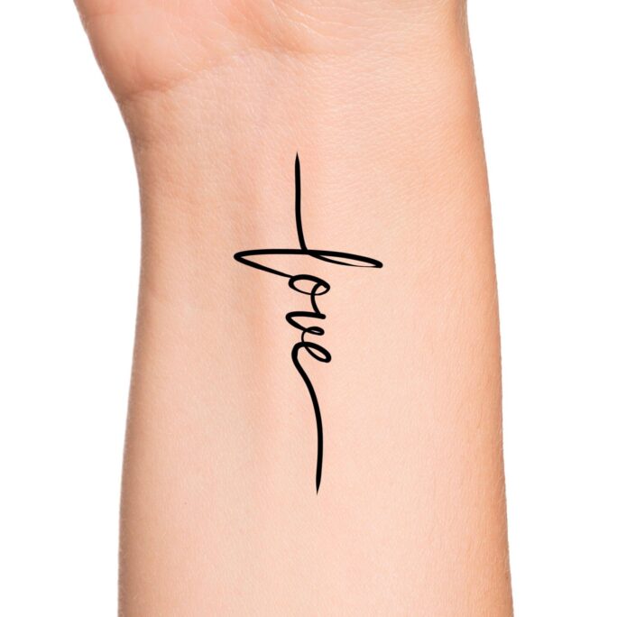 Love Cross Temporary Tattoo/Religious Tattoo Cross Small