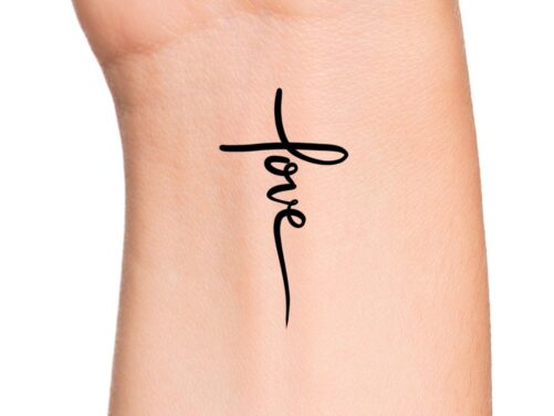 Love Cross Temporary Tattoo/Religious Tattoos