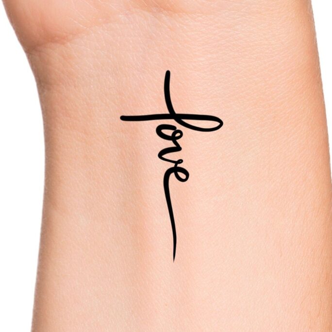 Love Cross Temporary Tattoo/Religious Tattoos