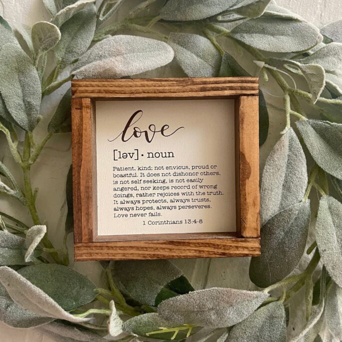 Love Definition Sign - 1 Corinthians 134-8 Laser Engraved Wedding Decor