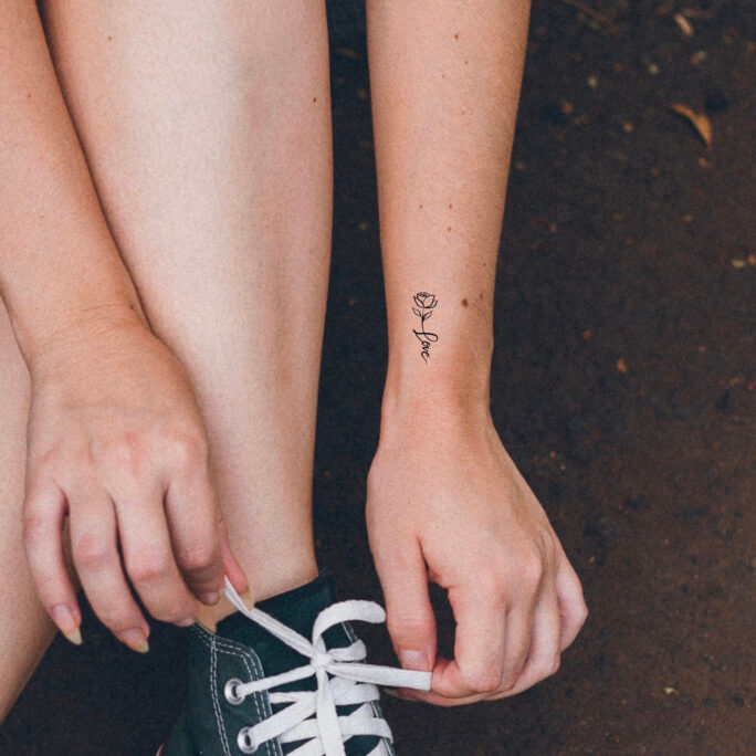 Love Flower Temporary Tattoo