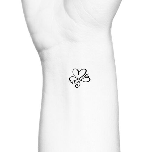 Love Heart Infinity Swirls Temporary Tattoo