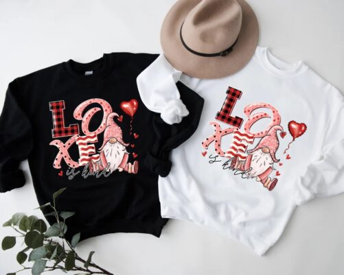 Love Is Kind Gnome Valentine Sweatshirt, Valentine's Day Cute Sweatshirt