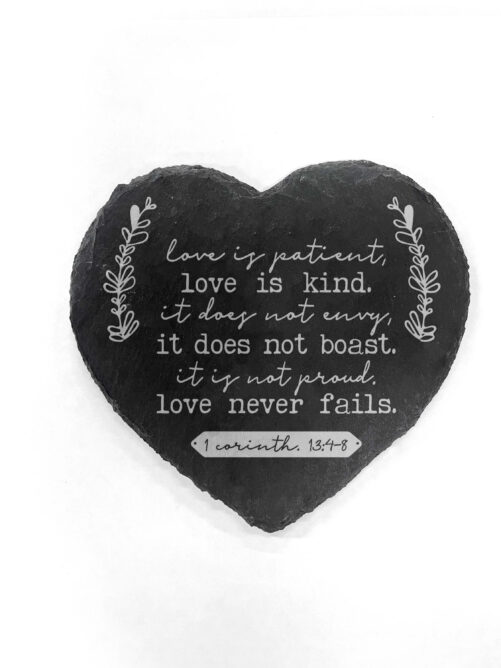 Love Is Patient Is Kind | Slate Heart Coasters Valentine's Day Gift For Her Anniversary Wedding Couple 7007