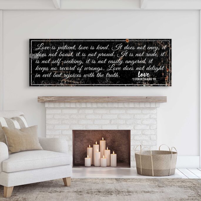 Love Is Patient Kind Bible Sign | 1 Corinthians 13 Christian Wedding Gift Wall Decor Couple Verse Art