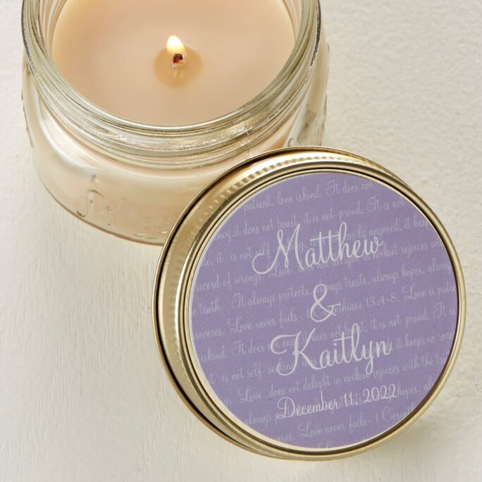 Love Is Patient Personalized Mason Jar Candle Favors