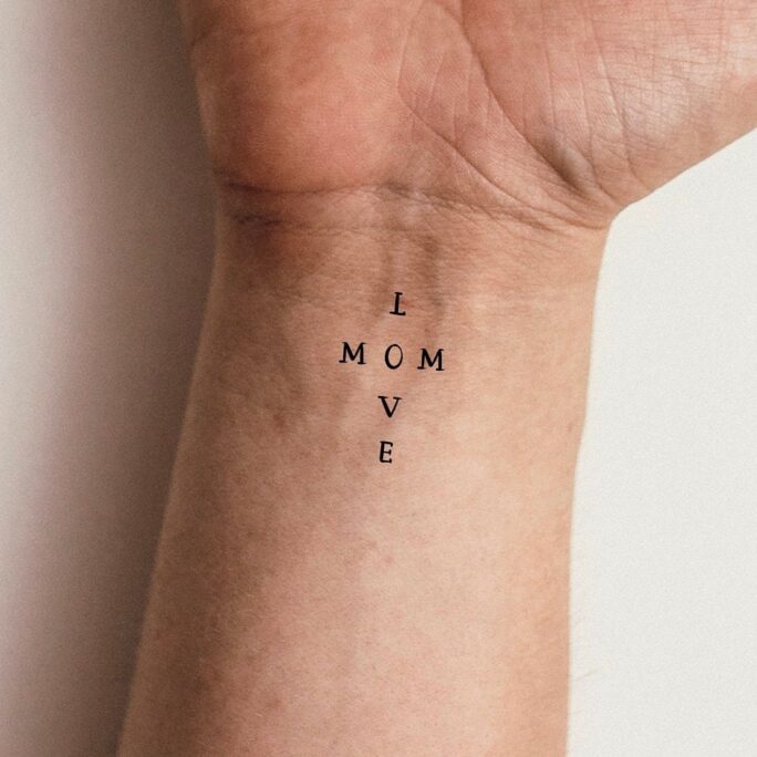 Love Mom Cross Temporary Tattoo