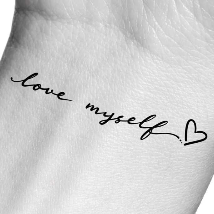 Love Myself Heart Temporary Tattoo - Self Handwriting