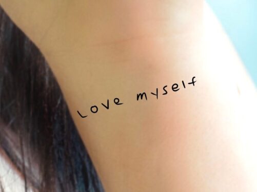 Love Myself Temporary Tattoo/Handwriting Tattoo Love Yourself Words Lettering