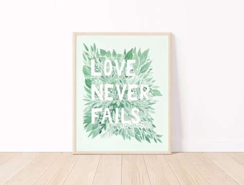 Love Never Fails 8x10 Watercolor Art Print