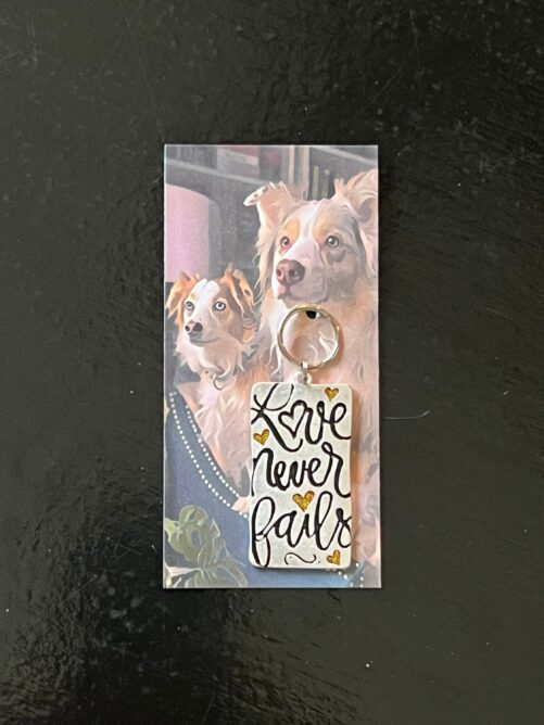 Love Never Fails Charm Couple Marriage Adventure Mountain Trail Keychain Zipper Pull 1Pc Fun Gift Dogs Mans Best Friend Forever