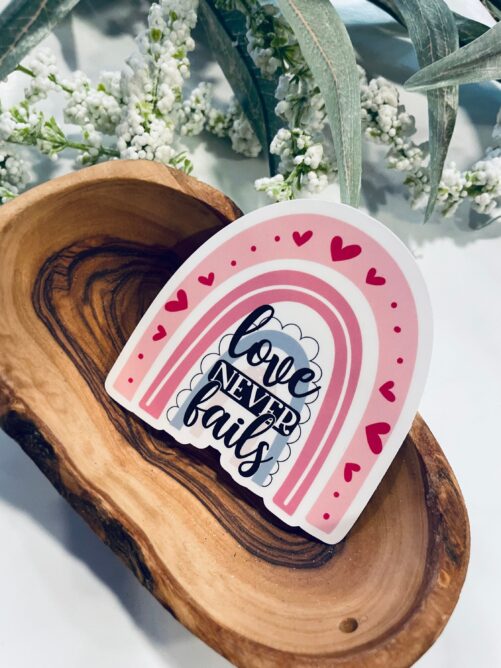Love Never Fails Laptop Sticker, Christian Sticker, Bible Decal, Faith Stickers, Vinyl Stickers, Christian Gifts, Faith Sticker