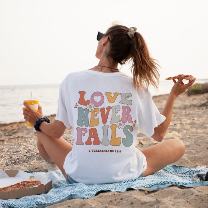 Love Never Fails Shirt Mental Health Christian Shirts Faith Based Gift Preppy Clothes Trendy Aesthetic