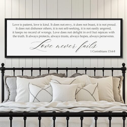 Love Never Fails Sign, Is Patient, Kind 1 Corinthians 13 Sign