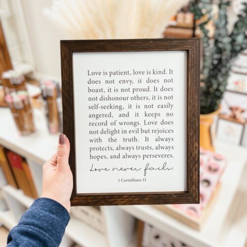 Love Never Fails Sign, Valentine's Day Decor, Wood Holiday Home Sign
